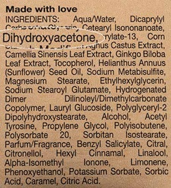 ingrediëntenlijst van een zelfbruiner